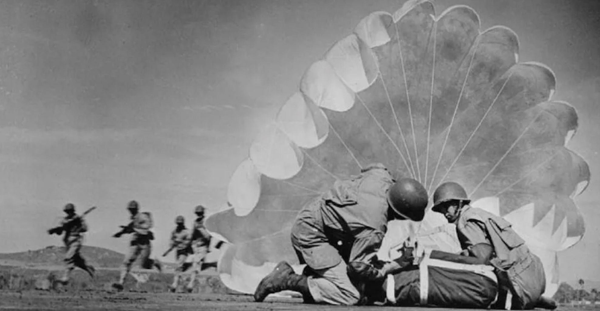American paratroopers right after landing in Normandy 